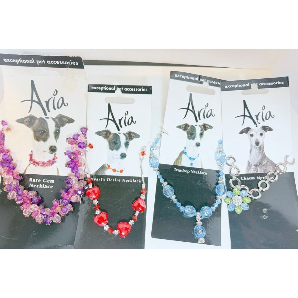 Aria Dog Necklace Lot of 4 Beaded Pet Jewelry Groomer Photo Props New